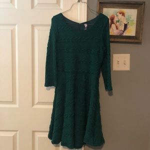 Emerald green cable knit sweater dress